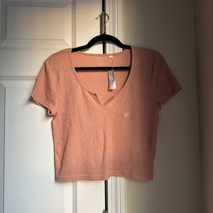 PacSun Basics Light Orange-Beige Short Sleeve Crop Top Size L NWT